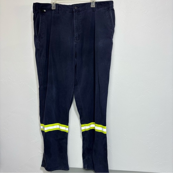 Carhartt FR Men's Navy Pants 42X36 High Visibility Reflective Cheyenne Twill - Picture 1 of 16